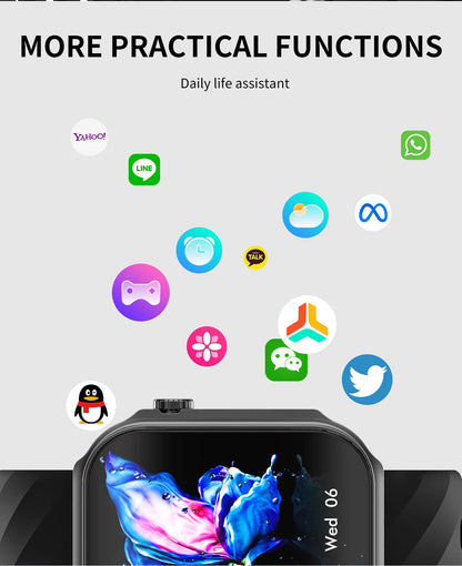 Inteligentny zegarek z zakrzywionym ekranem 3D 2,2 cala, termometrem z diodą LED, monitorem zdrowia, połączeniami BT, sportowy, fitness