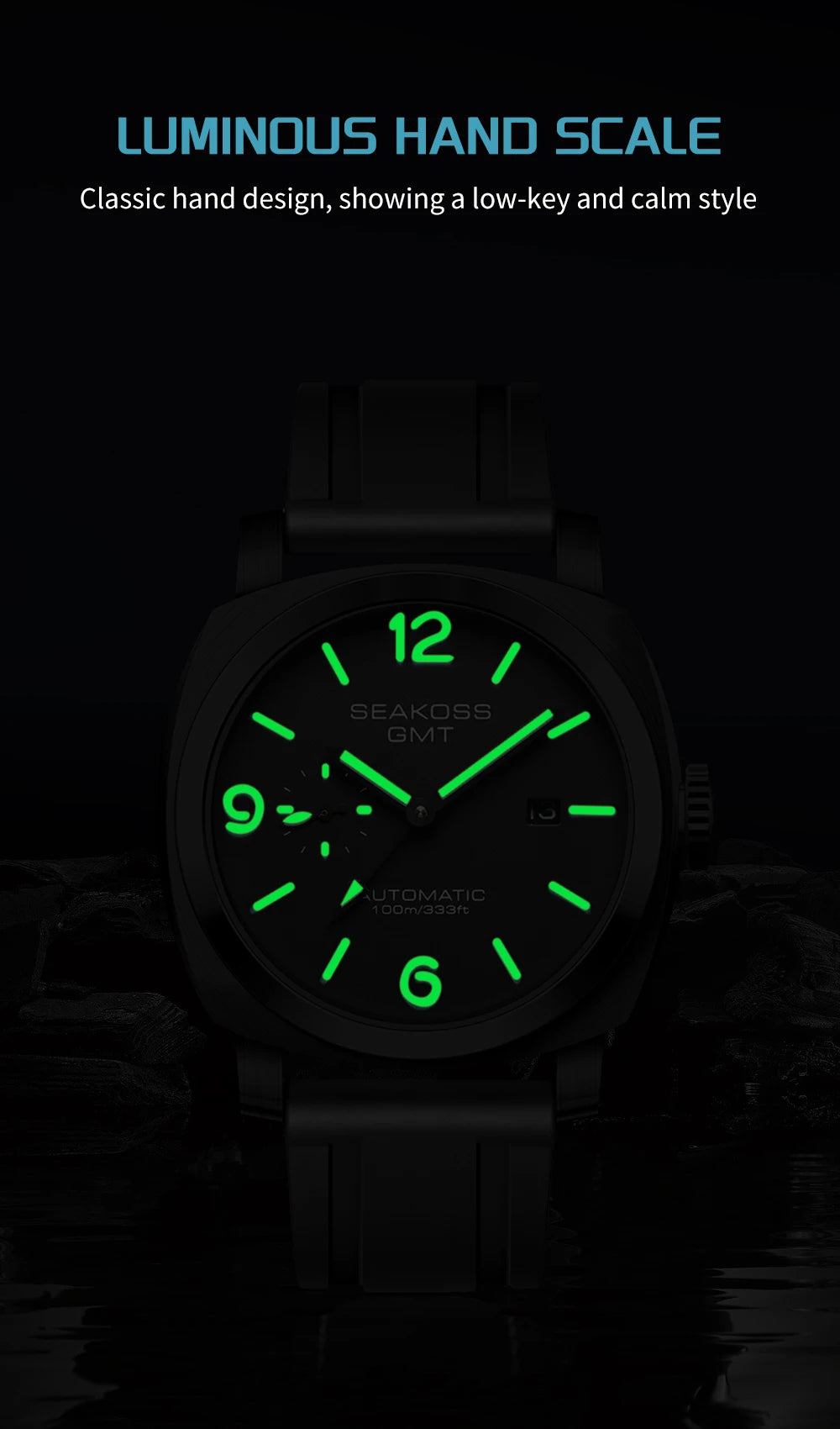 SEAKOSS GMT Super Luminous Diving Automatic Mechanical Watch Men 10ATM 1963 Seagull st2557 Movement Calendar Sapphire Wristwatch
