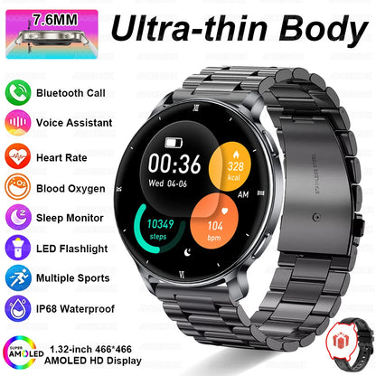 7.6MM Smart Watch 1.32'' AMOLED HD Screen Men Women Sports Watches LED Flashlight BT Call Heart Rate Health Care Smartwatch 2026