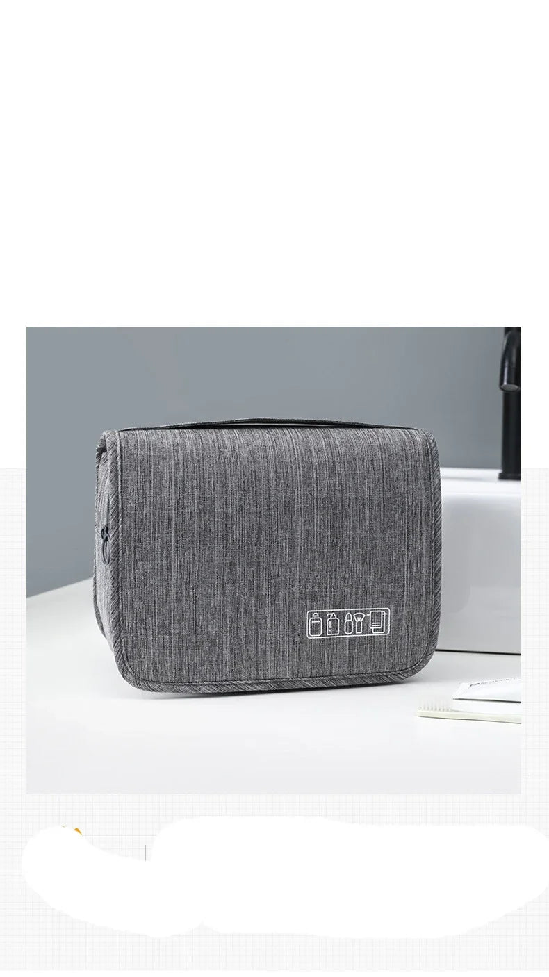 Hanging Toiletry Bag for Travel – Water-Resistant Oxford Wash Pouch, Folds Flat, Unisex Cosmetic Organizer