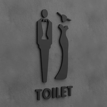 Matte Black Gold Toilet Sign Plate Acrylic 3D Wash Room Door Wall Label Sticker Wc BathRoom Signage Board Art Hotel Home Decor