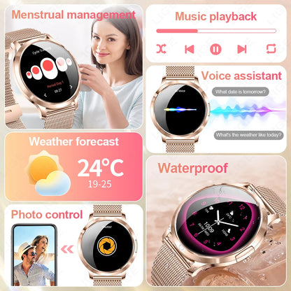 Nowy Smartwatch dla Kobiet 1.32 Cala AMOLED HD Ekran Sportowy Fitness Wodoodporny Zegarek Połączenia Bluetooth Cyfrowy Smartwatch Damski
