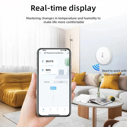 Tuya Zigbee Temperature and Humidity Sensor Intelligent Home Hygrometer work with Smart Life Alexa Google Assistant