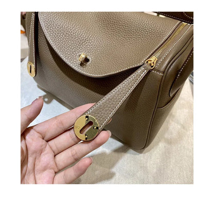 Women's Handbag 2025 New Style Top Layer Cowhide Leather Lundy Mini Doctor Bag Genuine Leather Handbag Single Shoulder Crossb...