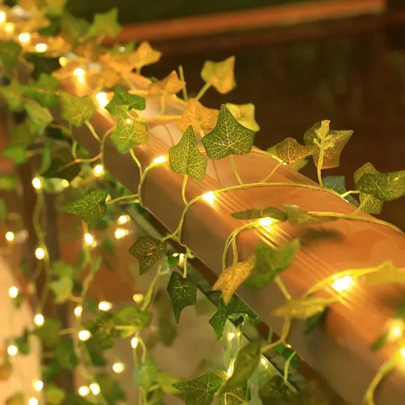 7M/12M/17M Maple Leaf Vine Fairy Lights String LED Solar Light Garden Decoration Waterproof Solar Lamp Wedding Christmas Garland