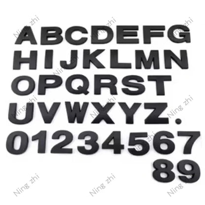 1PC Matte Black 3D Auto Metal Letter Emblem DIY Digital Alphabet Car Sticker Exterior High-About 25mm Accessory
