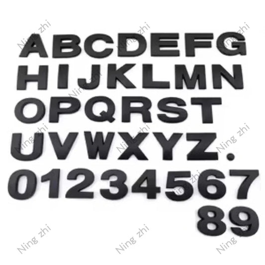 1PC Matte Black 3D Auto Metal Letter Emblem DIY Digital Alphabet Car Sticker Exterior High-About 25mm Accessory