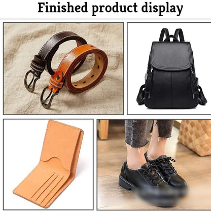 DIY Leather Sewing Kit Leather Sewing Awl Needle with Copper Handle Set Leather Canvas Tent Shoes Repairing Tool 3 Color Thread