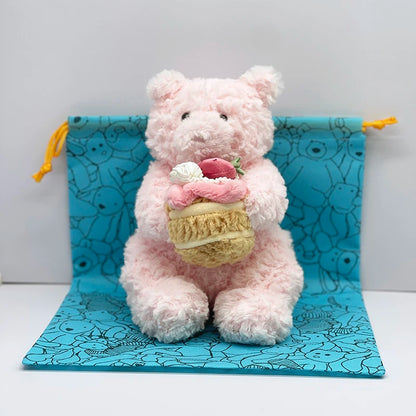 JC Pink Cake Bear Plush Toy, Leopard-Print Rabbit, Birthday Cake Plush Toy, Ski-Suit Bear Ornament, JC Sheepdog Plush Gift