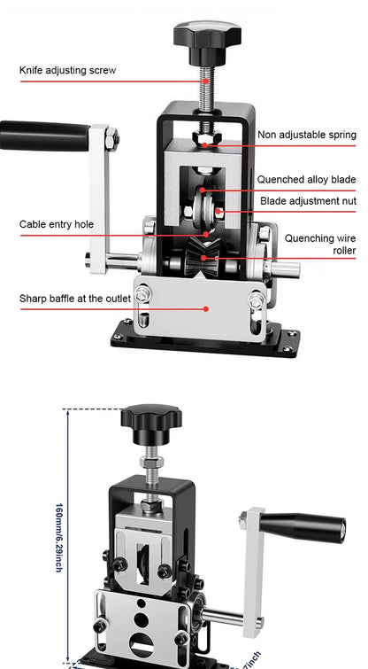 1-70mm² Wire Stripper Manual Wire Stripping Tool Cable Stripper Peeling Machine Compatible with Hand Crank Electric Drill Peeler