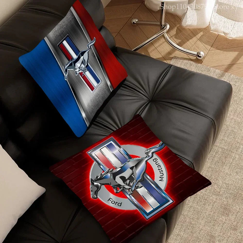 1pc Car Fashion F-Ford M-MustangS Logo  Pillow Bedroom Sofa Leisure Comfort Cushion Car Living Room Home Decoration