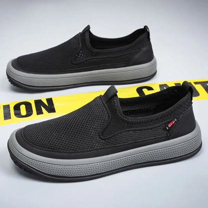 Mens Slip-On Breathable Mesh Casual Shoes Lightweight Soft Sole Versatile Loafers Walking Driving Summer Work Trendy Flat Shoes