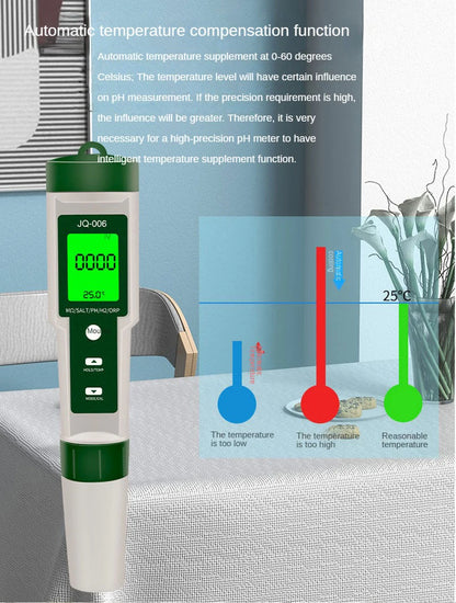 10 in 1 Water Quality Monitor PH/EC/TDS/ORP/H2/Fertile/Salinity/S.G/Resistivity/Temp Multifunction Tester for Aquariums Pools