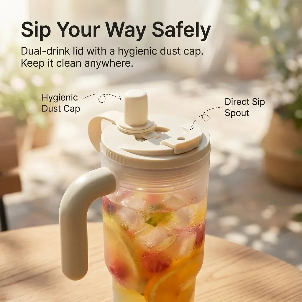 850ML Large Capacity Tumbler With Handle&Strainer Sport Portable Plastic Straw Water Cup Heat Resistant Leak-proof Water Bottle