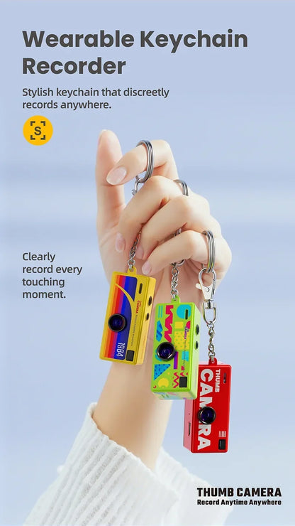1Pc Portable Mini Thumb Camera Keychain Camcorder 1080p Video Recorder with Memory Card Support and Built-in Flash for Events