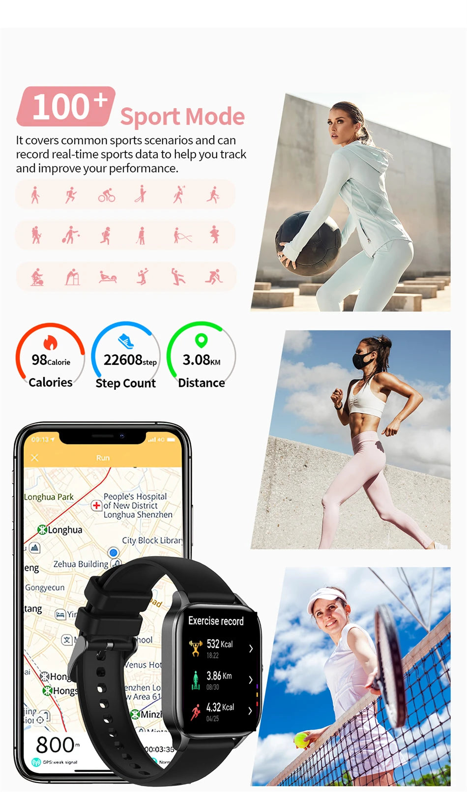 LIGE Smart Watch Answer/Make Call 1.85" Smartwatch for Android iOS Heart Rate Sleep Monitor Pedometer Waterproof Fitness Watches