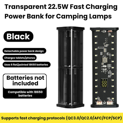 22.5W 6*18650 Power Bank Case Transparent Shell Fast Charging Holder Cases Detachable Battery Charge Storage Box Without Battery