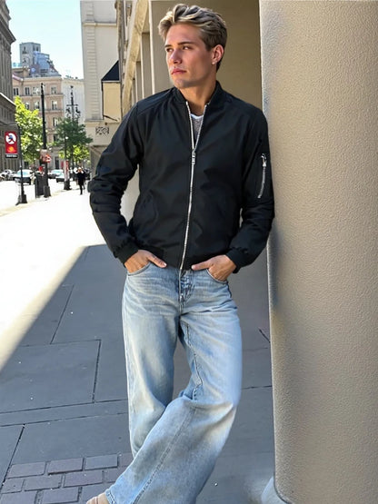 Spring Autumn Men's Windbreaker Jacket Casual Lightweight Jacket For Men Sports Zip Up Coat with Pockets Clothing