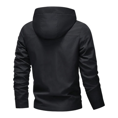 Waterproof Jacket Men Outdoor Softshell Zip Up Hooded Jacket Windbreaker Hiking Camping Coats Lightweight Spring Autumn Coats