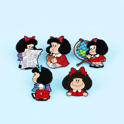 5pcs Cute Girl Enamel Pin Set Cartoon Badges on Backpack Women's Brooches Hat Lapel Pins Cosplay Accessories Toys Gifts