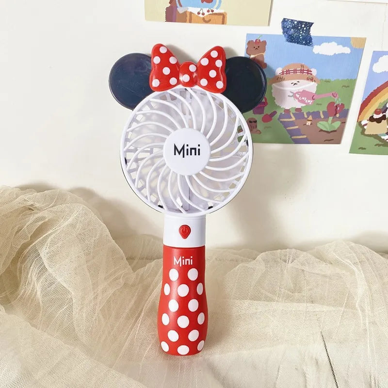 Handheld USB Charging Fan Cartoon Anime Character Mickey Mouse Shaped Desktop Electric Fan Kawaii Night Light Fan Toys Gif