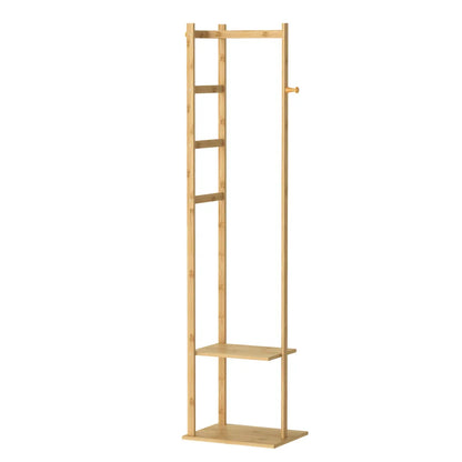 Bamboo Corner Coat Rack Stand Hall Tree Entryway Clothing Organizer Eco-Friendly Storage for Living Room Bedroom