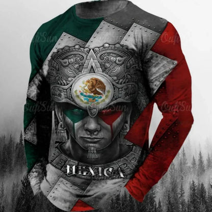 Fashion Mexican Flag T-Shirts Mexico 3D Print Men Woman Long Sleeve T Shirt Streetwear Oversized Harajuku Kids Tees Top Clothing