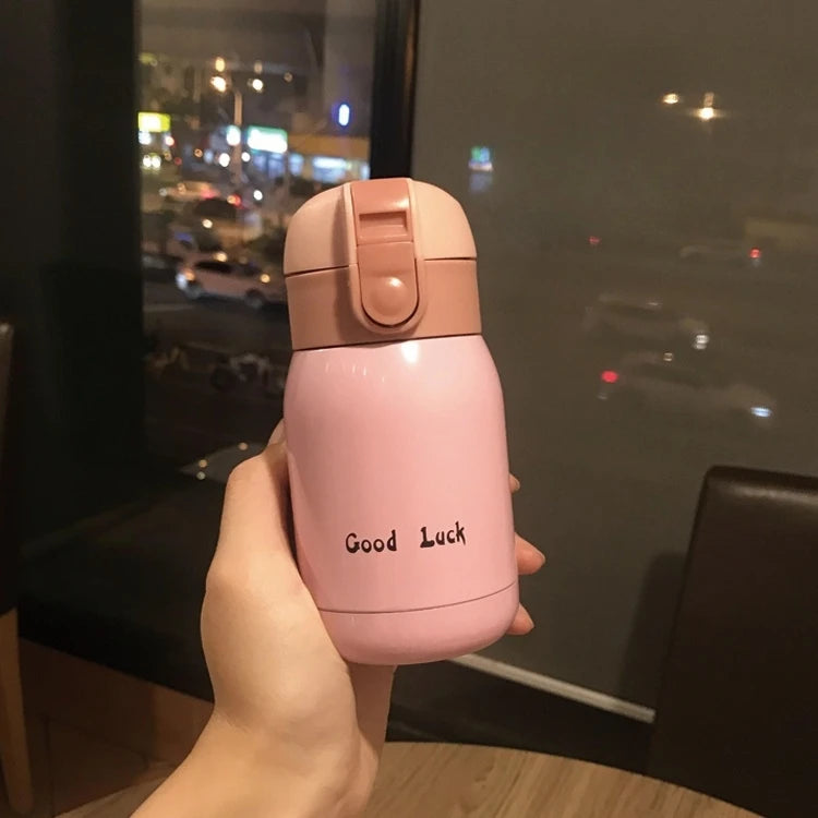 200/350ml Cute Mini Thermos Cup Stainless Steel Thermal Coffee Mug Portable Vacuum Flask Insulated Water Bottle with Button Lid