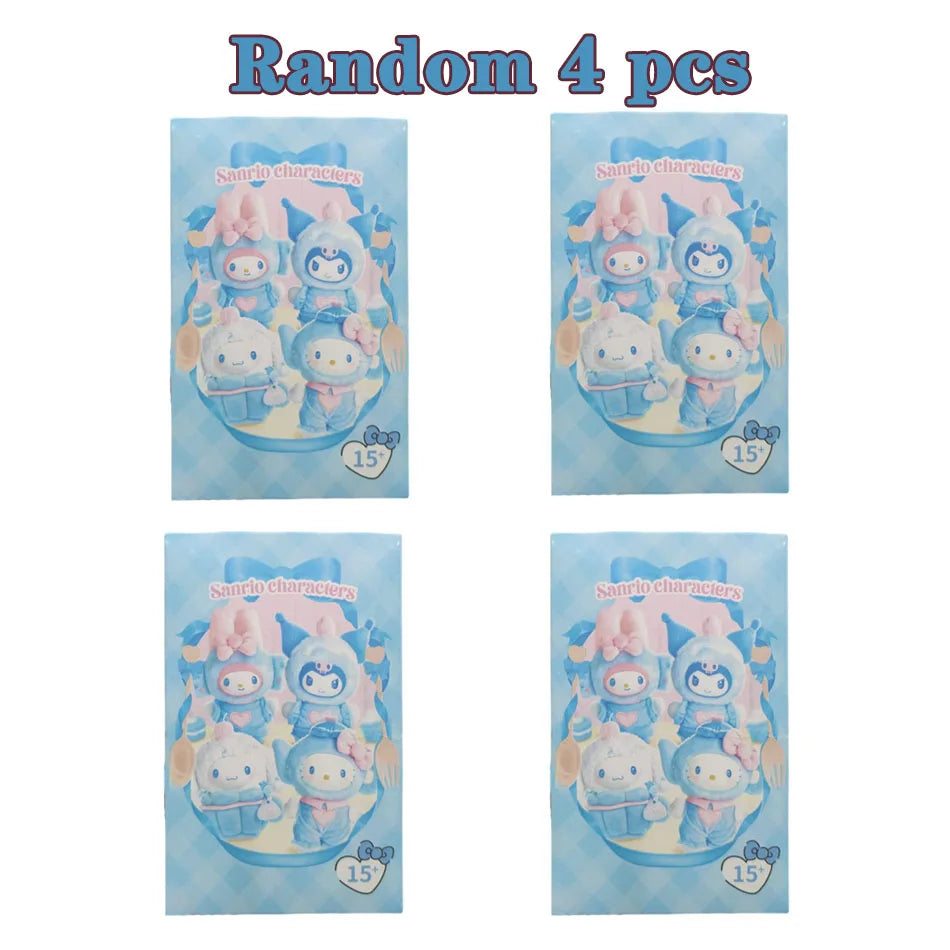 Sanrio Family Fox Island & Blue Flutter Series Vinyl Plush Blind Box Cute Cartoon Hello Kitty Kuromi Pendants Girl Bag Toy Gifts