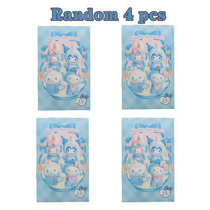 Sanrio Family Fox Island & Blue Flutter Series Vinyl Plush Blind Box Cute Cartoon Hello Kitty Kuromi Pendants Girl Bag Toy Gifts