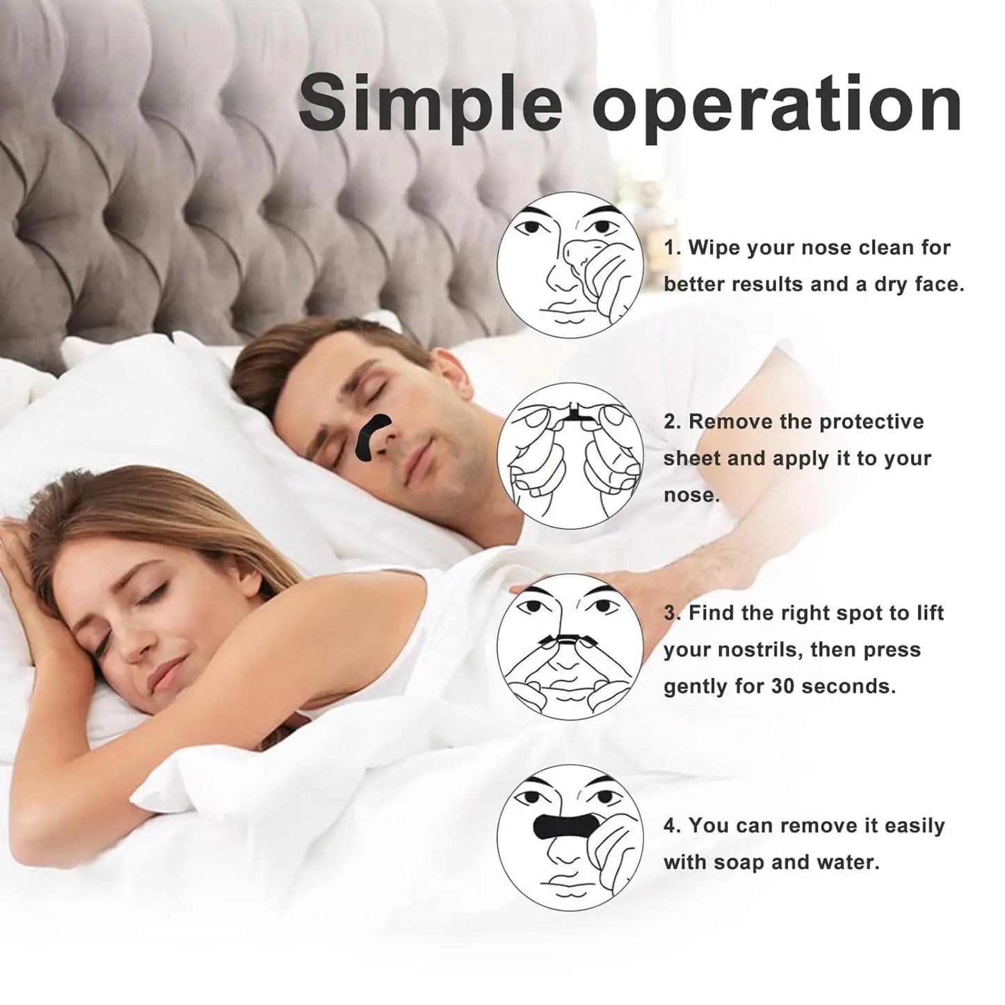 30/90/150Pcs,Better Sleep Anti-Snoring Nasal Strips, Nose Strips for Breathing, Physical Expansion Breath Nasal Patch