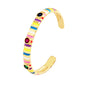 Fashionable Multicolor Gold Plated Gemstone Charm Bangle,Fine Colorful Enamel Open Adjustable Bracelet Jewelry Supply  Q35