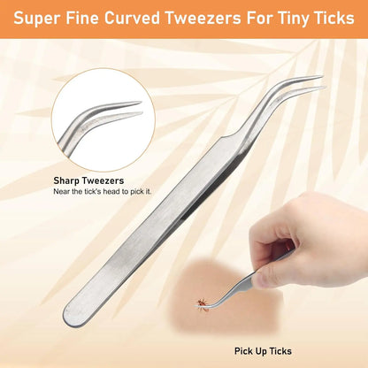 1Set Portable Tick Removal Tweezers Professional Painless Tick Remover Tool for Dogs Cats Pets Human Tick Extractor Accessories