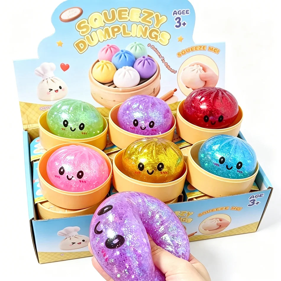 Dumpling Glitter Dumpling Squishy Blind Box Dumplings Sensory Squeeze Toy for Stress Relief Desktop Decoration Free one 5.5cm