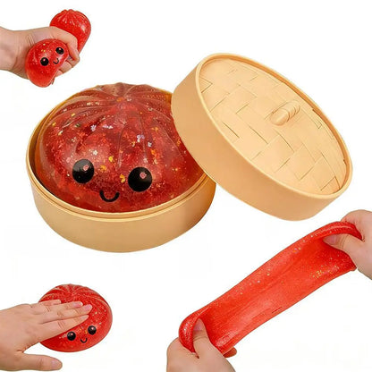 Simulation Flash Dumpling Pressure Ball Slow Rebound Soft Pinch Decompression Squishy Stress Relief Balls with Steamer