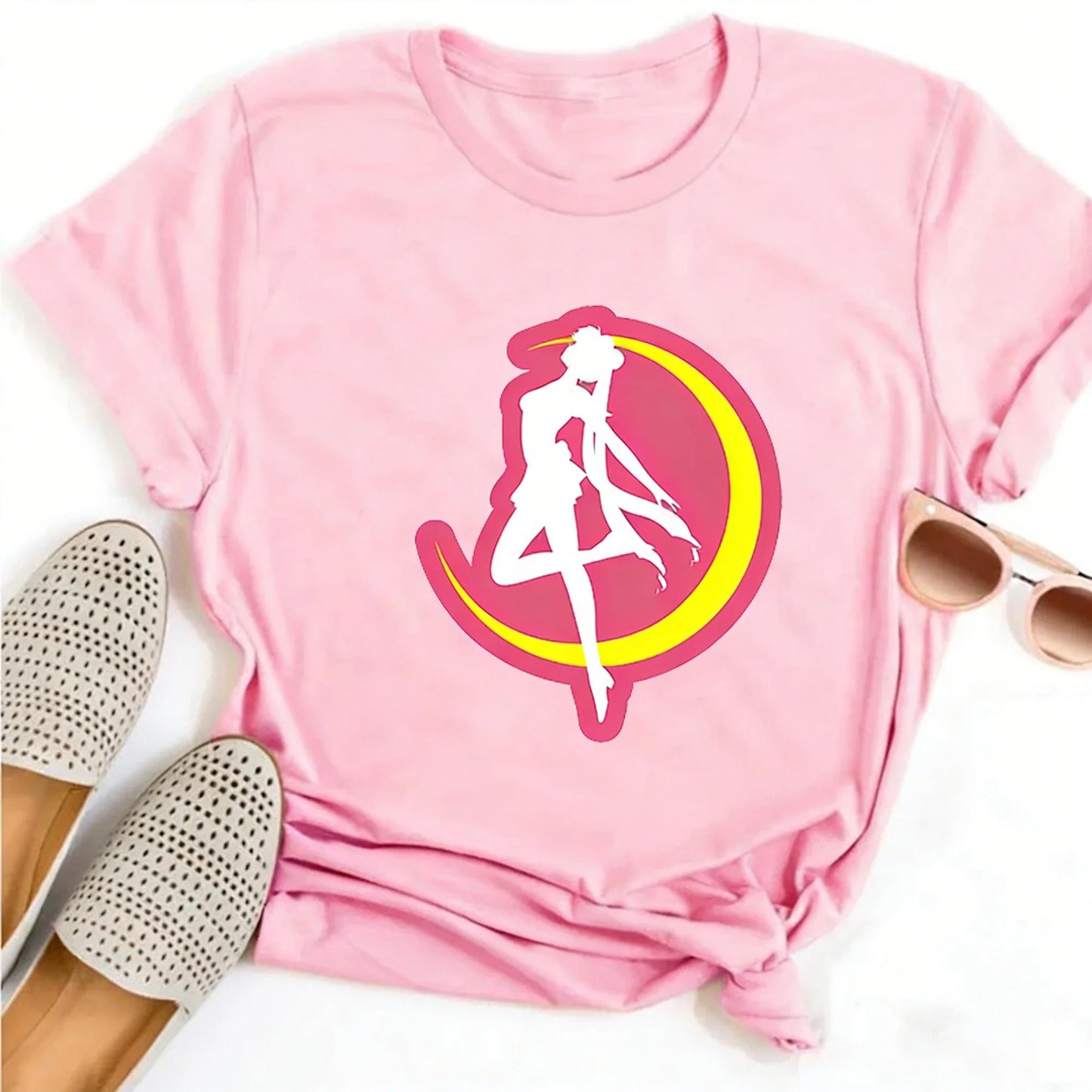 Summer 2026 Sailor Moon "Four Grid Emoji Pack" Soft Street Trend 100% Cotton Print Loose T-shirt Male/female Top Y2k