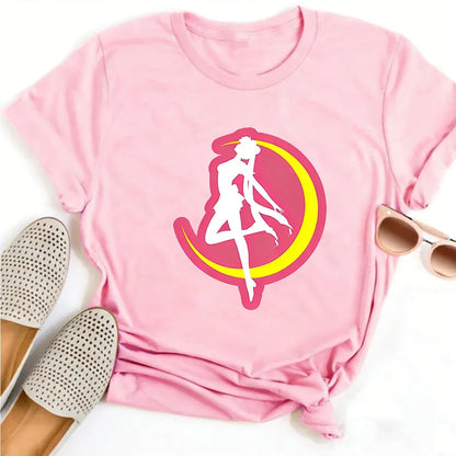 Summer 2026 Sailor Moon "Four Grid Emoji Pack" Soft Street Trend 100% Cotton Print Loose T-shirt Male/female Top Y2k