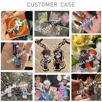 Custom Acrylic Keychains Cartoon Logo Key Chains Photo Customized Anime Charms Hologram Clear Personalized Designer Keychain
