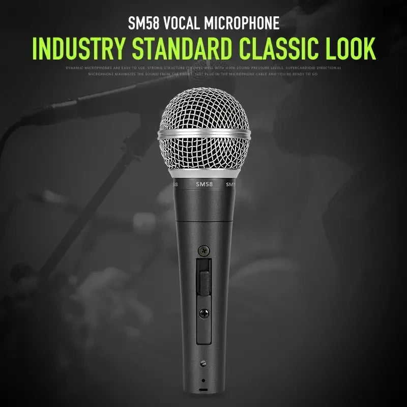 3PCS Sm58switch Wired Microphone With Clips Suitcase Cardioid Dynamic Microphone For Stage Singing Karaoke BBOX REC