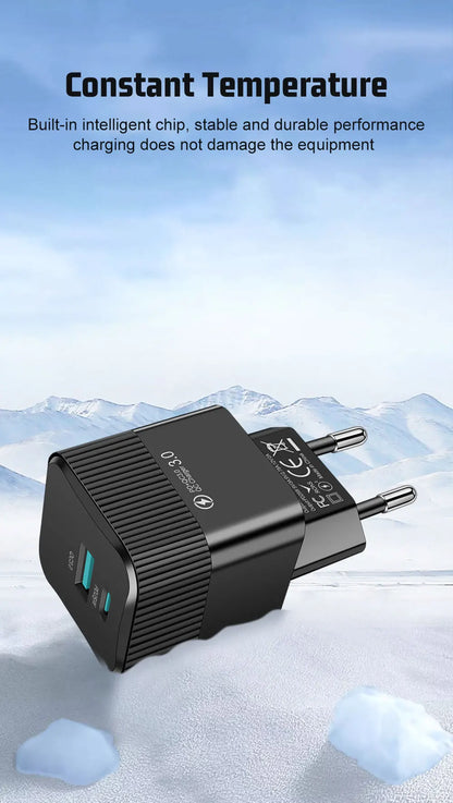 2 Ports PD 25W USB C Fast Charger KR EU  Mini Travel Plug Phone Fast Charging Adapter for iPhone 15 Pro Max Oneplus