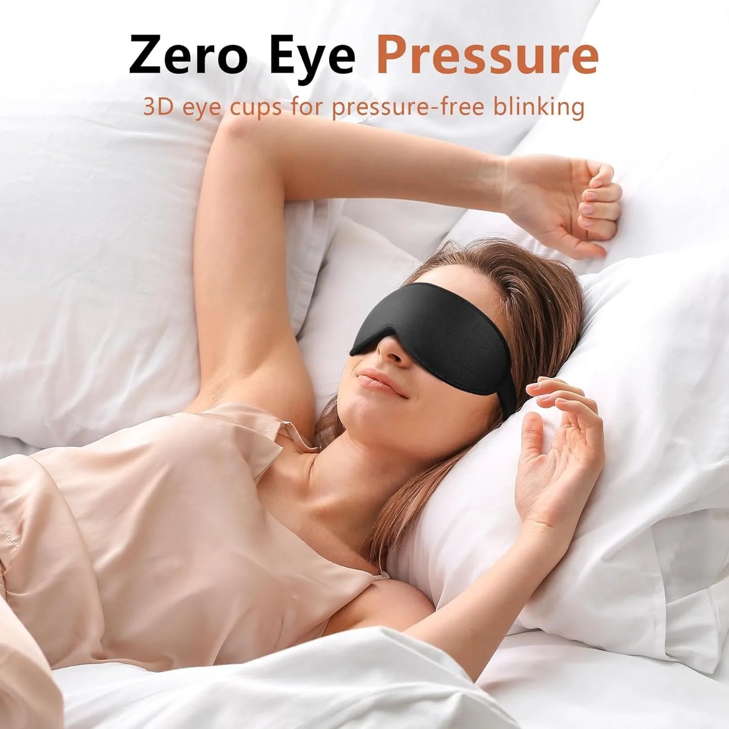 3D Contoured Eye Mask with Zero Pressure, 100% Blackout, Eye Mask for Sleep, Suitable for Offices, Napping, Travel, and Relaxati