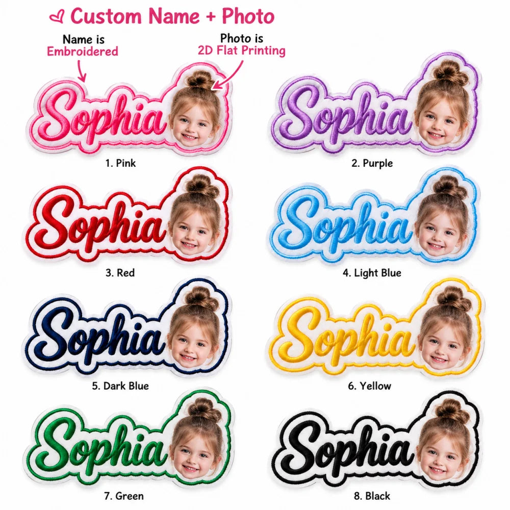 Personalized Photo Embroidered Patch, Custom Name Adhesive Back Patch, DIY Decor Badge for Backpacks,Hats,Jackets & School Gifts