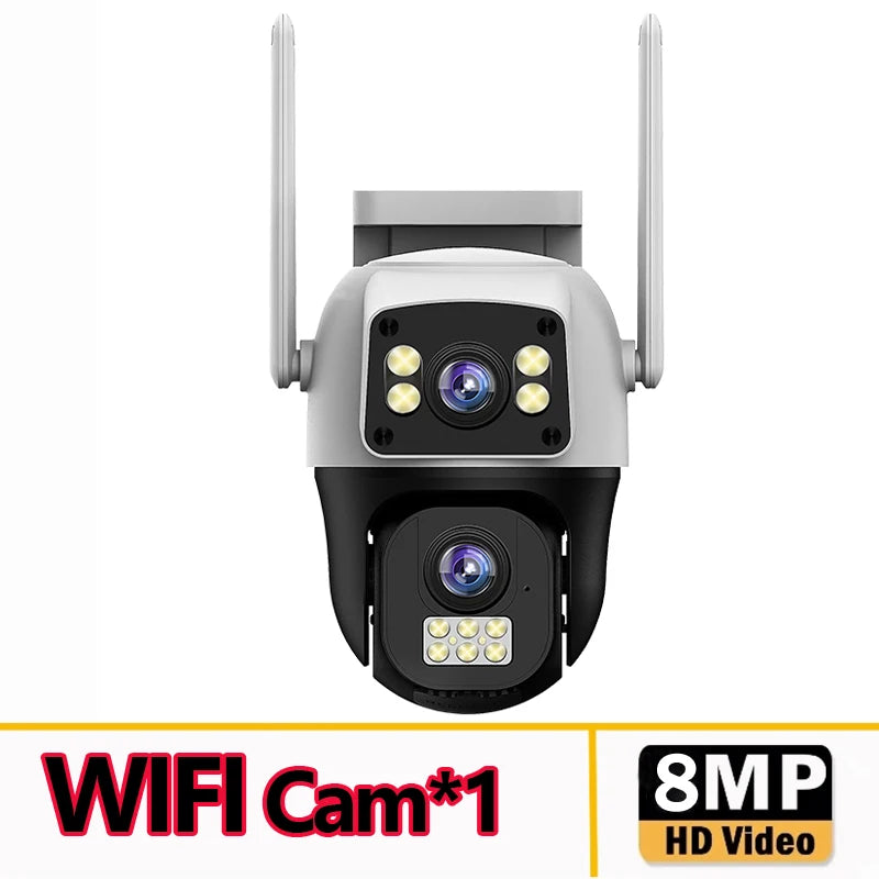 8MP 4G Camera Dual Lens Dual Screen Wireless WiFi Outdoor Surveillance Two-way Audio  Auto Tracking CCTV Cameras PTZ IP Cameras