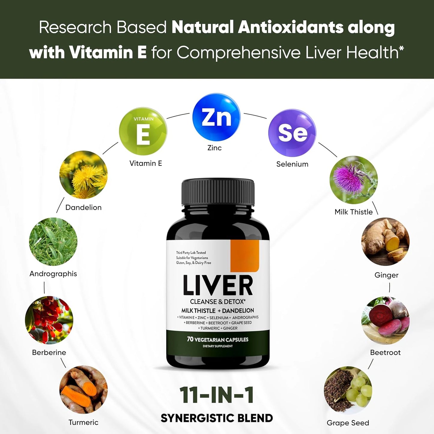 Liver Cleanse Detox & Repair Support Capsules with Milk Thistle & Dandelion Root | Herbal Supplement Pills for Liver Health