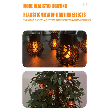Solar LED Outdoor Flame Effect Hanging Lantern Out Waterproof Garden Decoration Lamp Solar Fairy Light For Patio Garden Yard