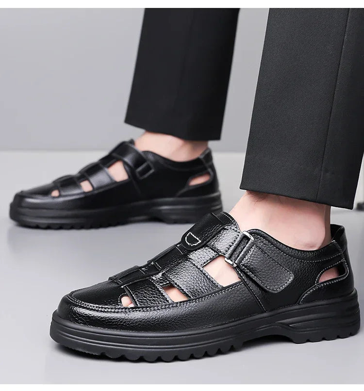 Men's Breathable Slip-on Hollow-out Loafers, Summer Comfortable Soft Sole Cutout Shoes, Non-slip for Outdoor & Driving-XH5602