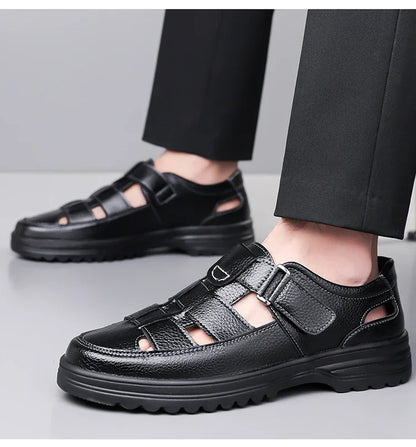Men's Breathable Slip-on Hollow-out Loafers, Summer Comfortable Soft Sole Cutout Shoes, Non-slip for Outdoor & Driving-XH5602