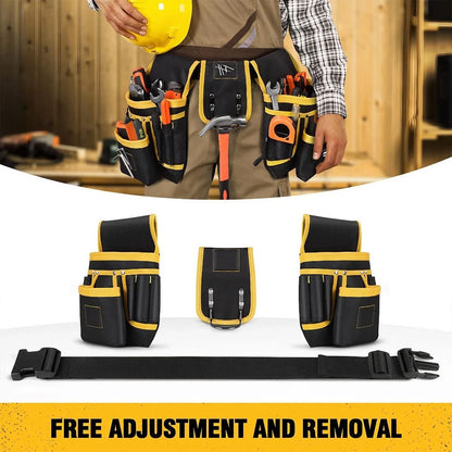 Adjustable Men's 26 Pockets Tool Belt Magnetic Holder Sturdy Waist Pouch for Craftsmen Carpenters
