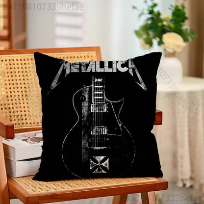 M-Metallica Band Pillow Cases for Bedroom Living Room Sofa Home Decor Polyester Cushion Cover with Zipper