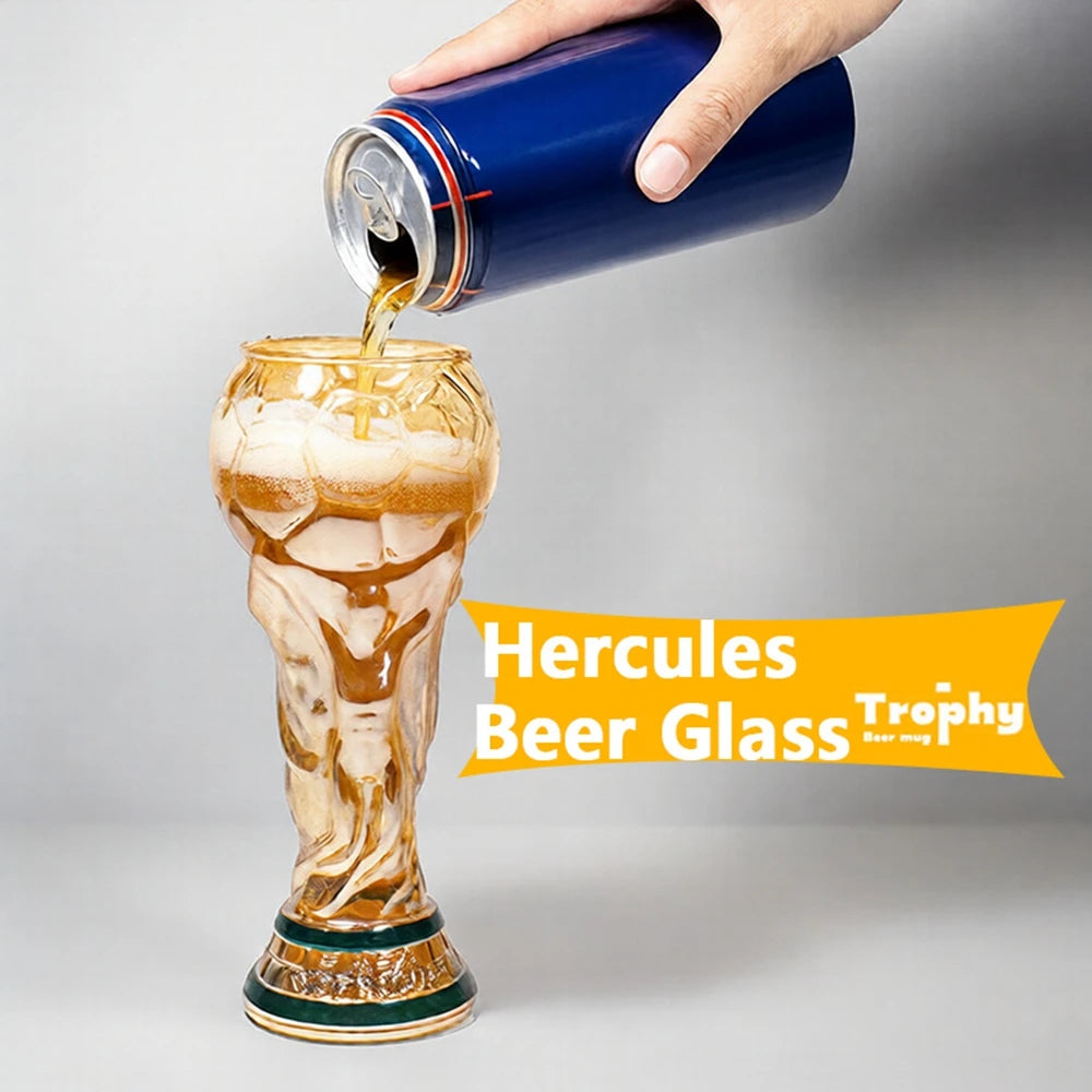 Football Soccer Trophy Shaped Beer Glass Cup Thickened Durable Sports Themed Mug for Bar Pub Party Fan Gift Home Drinkware